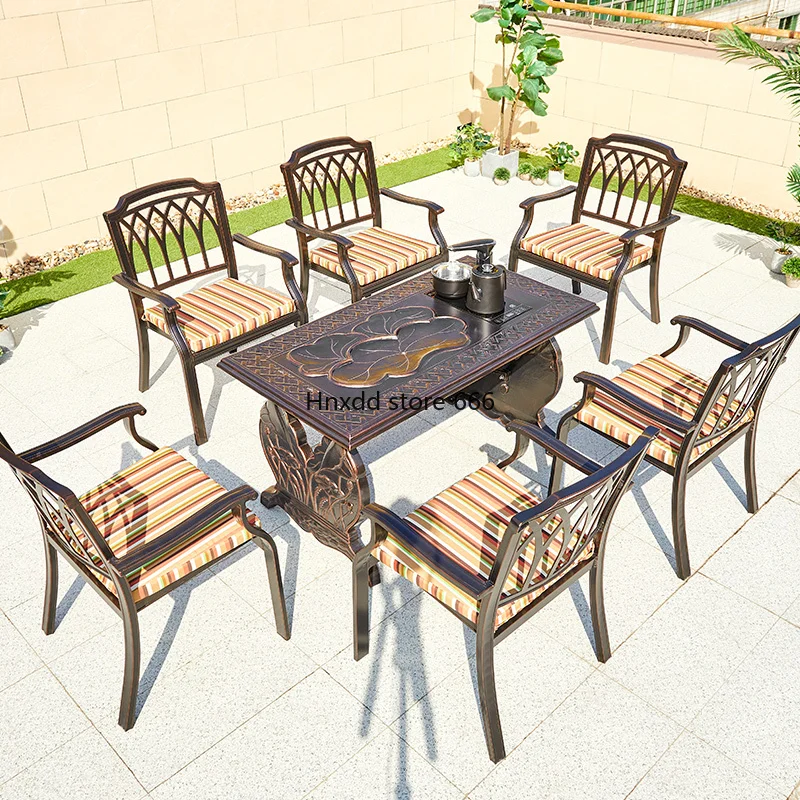 Garden tea table and chair combination outdoor rain and sun protection tea table