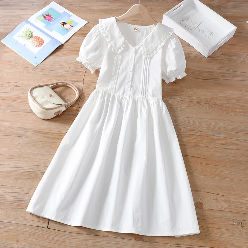 Summer Fashion Family Mother and Daughter Short Sleeve Solid Color Dress Clothes Family Clothing Family Matching Outfits Dress