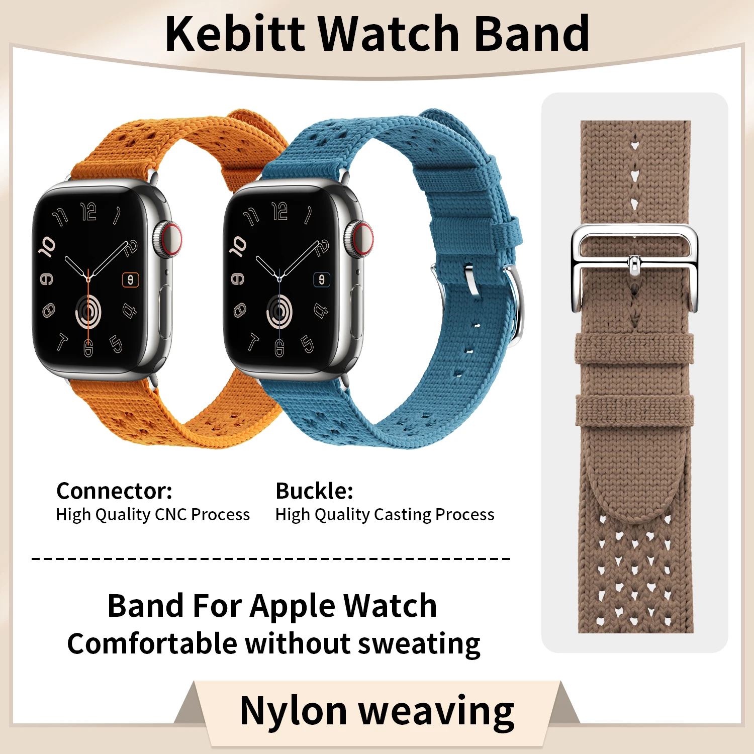 2025 New Kebitt Tricot Single Tour Bleu Jean Bracelet Band Beige de Weimar For Apple Watch Ultra2 10 9 8 7 6 Strap 46mm49mm42mm