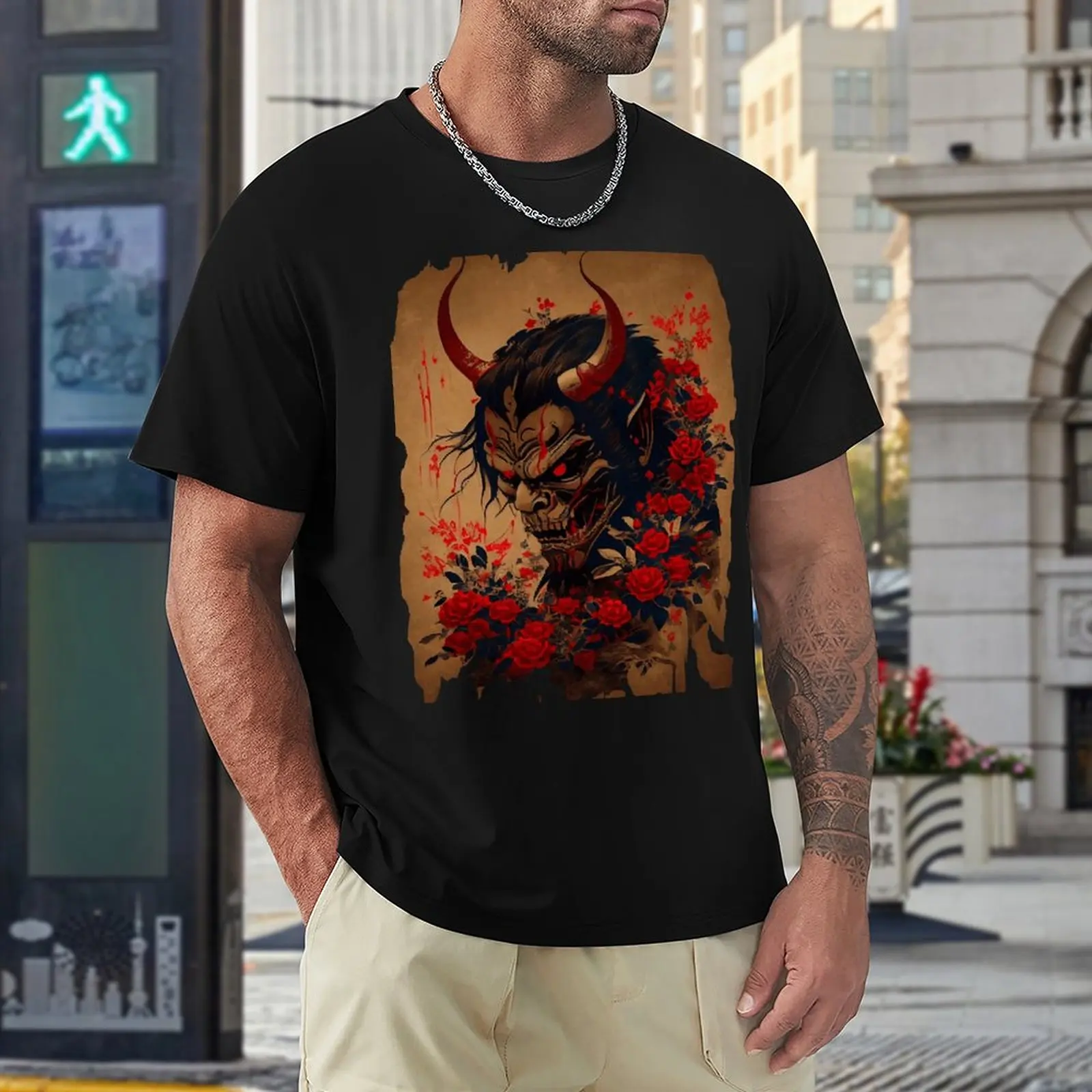 Yokai Demon Scroll Poster For Sale T-shirt Round Neck Campaign  Humor Graphic Tees Classic Home USA Size