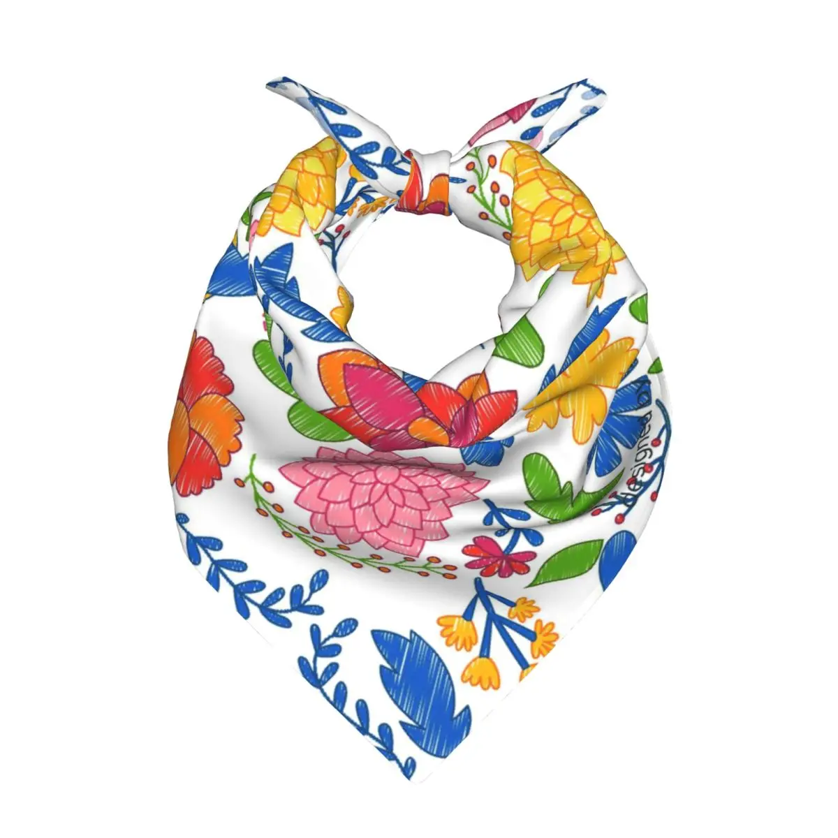 Colourful Flowers Square Towel Multifunctional Neck Scarf Hair Bandana