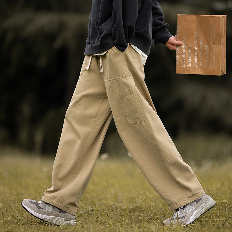 

Летние мужские свободные брюки прямого кроя из хлопка, повседневные универсальные модные молодежные брюки-карго для активного отдыха