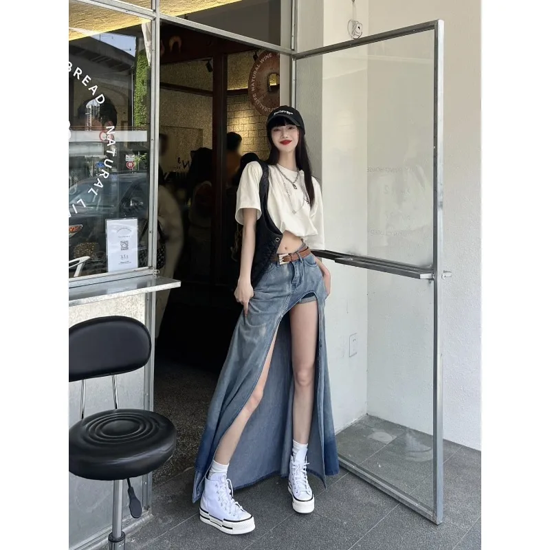 

Женская летняя юбка с дизайнерским градиентом, в ковбойском стиле, с высокой талией, асимметричная, удобная, для отдыха, в индивидуальном стиле