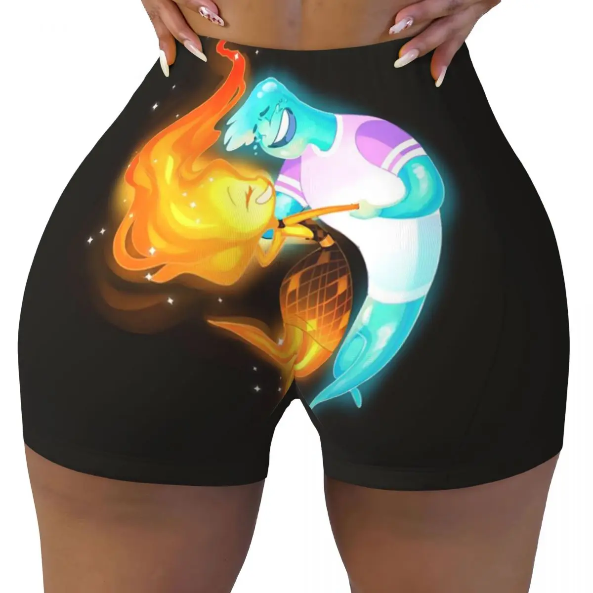 Custom Movie Cartoon Elemental Running Volleyball Workout Shorts Women's Gym Athletic Yoga Shorts