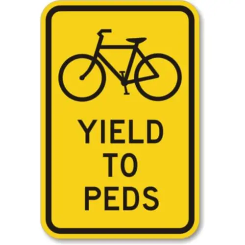 Bike Yield Pedestrian Crossing  Weatherproof ; metal sign