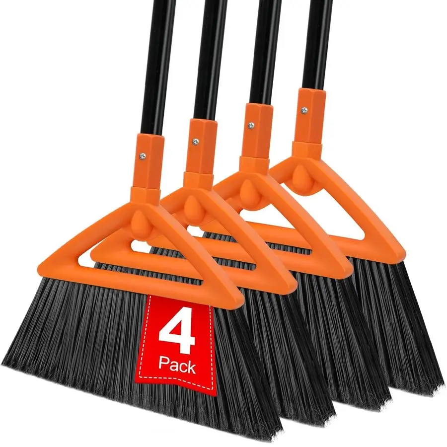 

Duty Angle Broom 4 Pack Orange Broom for Outdoor amp Indoor, Garage, Driveway, Sidewalk, Kitchen amp More, Long Handle