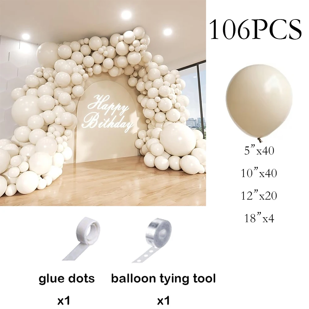 Sand White Balloons Garland Retro White Sand Balloon Arch Kit Baby Shower Birthday Party Wedding Gender Reveal Decoration Globos