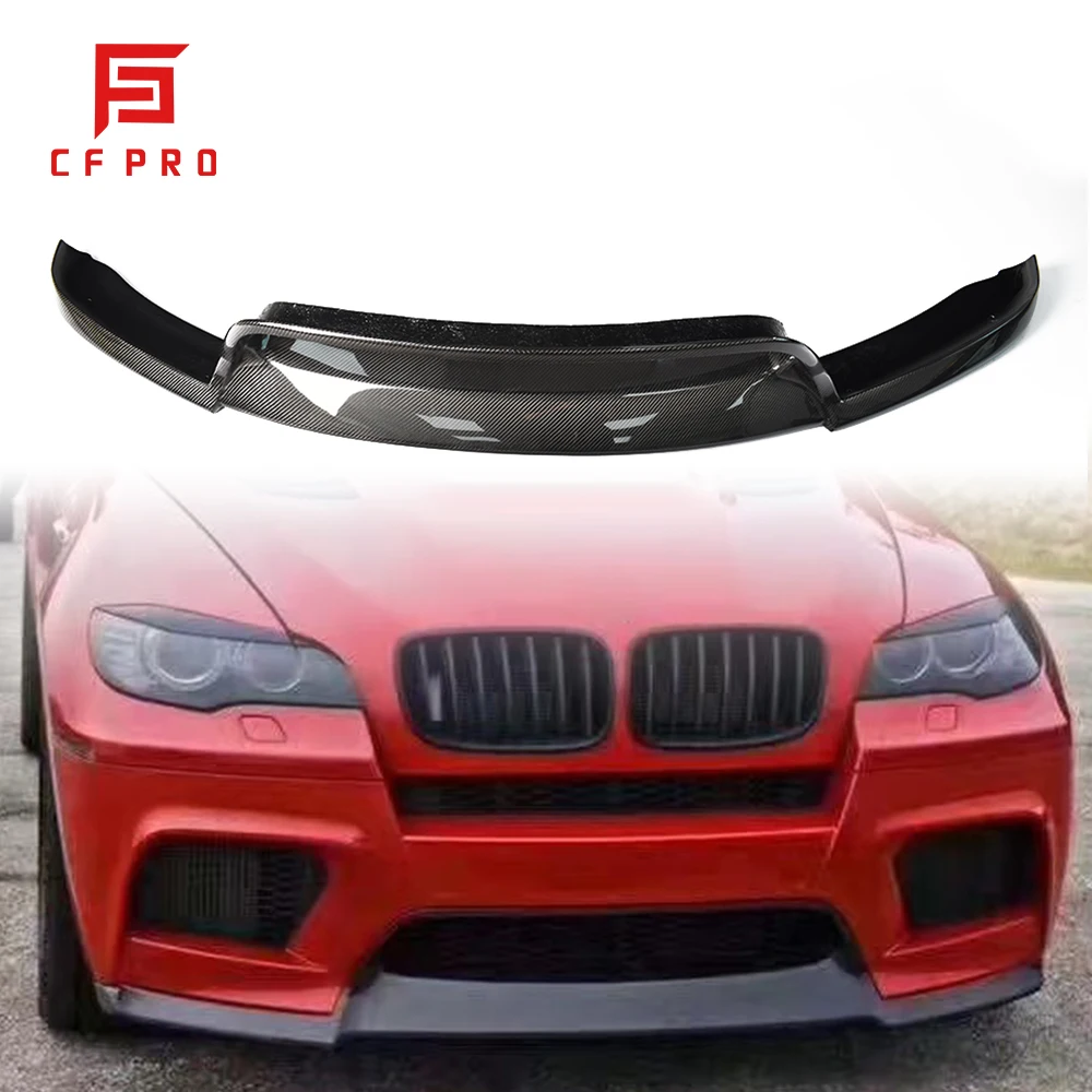 Carbon Fiber Lip Front Shovel For BMW X6M E71 Front Bumper Lip Splitter Car Body Kit V Style Car Accessories