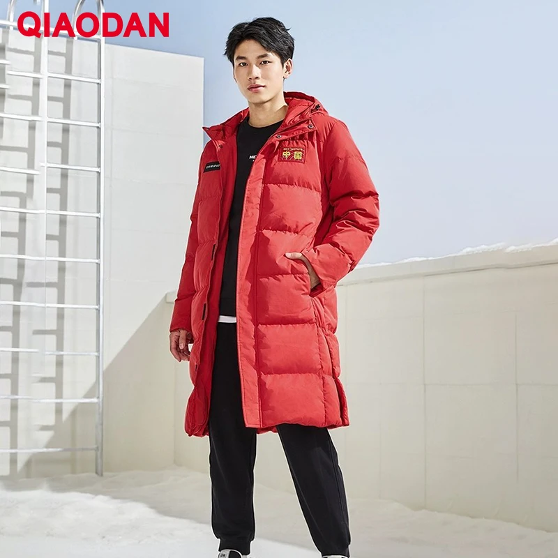 سترة QIAODAN مقاومة للبرودة لشتاء 2025 سترة رجالية جديدة من الجرافين دافئة مقاومة للرياح بقلنسوة متوسطة وطويلة QXEGM3244002R #1
