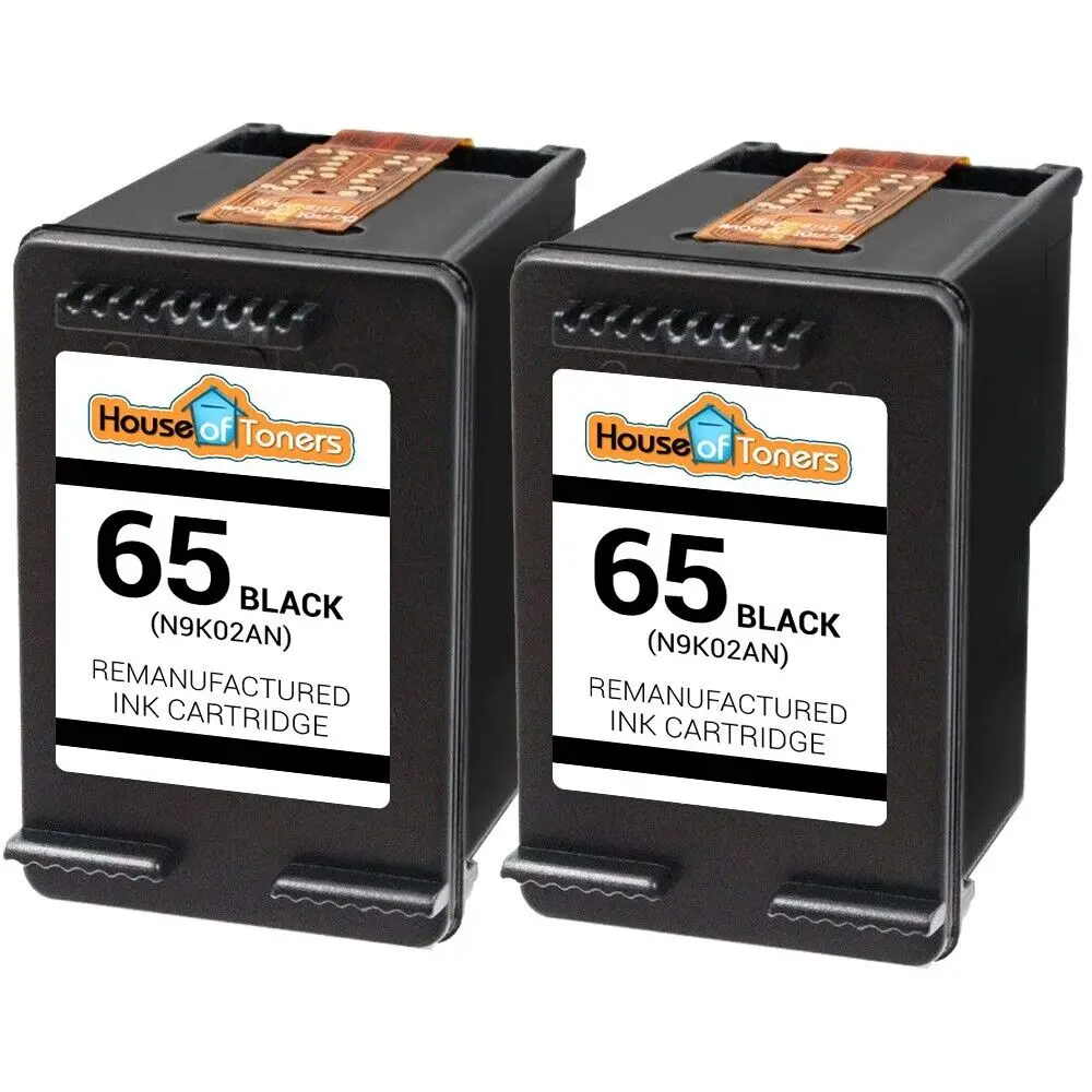 

Remanufactured 2PK HP 65 Black Ink for Deskjet 2600 3700 Series Envy 5000 Series