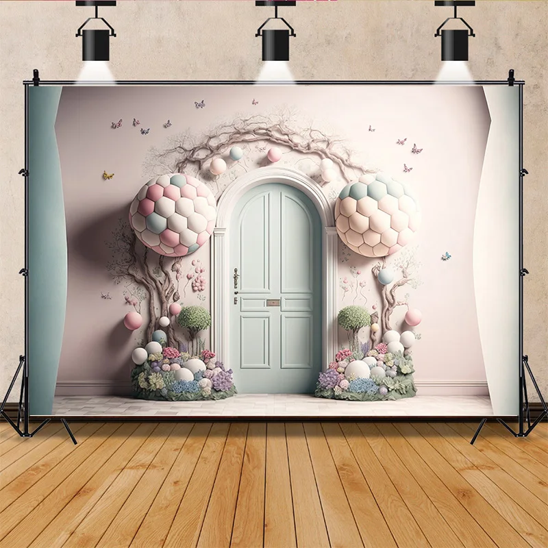 Easter Scene For Photo Studio Background Celebrations Spring Eggs Rabbits Doors Photography Backdrops Props FR-15