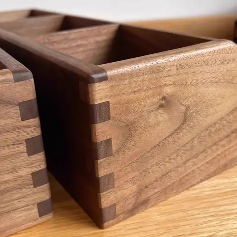 Ny förvaringslåda i massivt trä med flera fack, svart valnöt, kontorsskrivbordsorganisatör, multifunktionell trälåda 12 best sales valnötslåda - №3