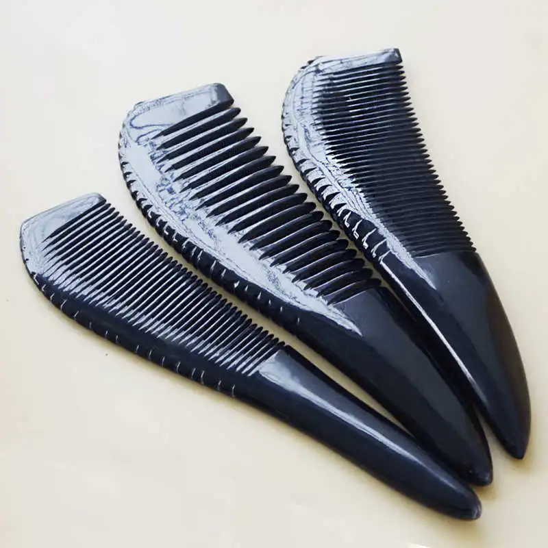 Real Natural Black Buffalo Horn Big Combs Heathy Gift Comb for Lady 24-26cm L039