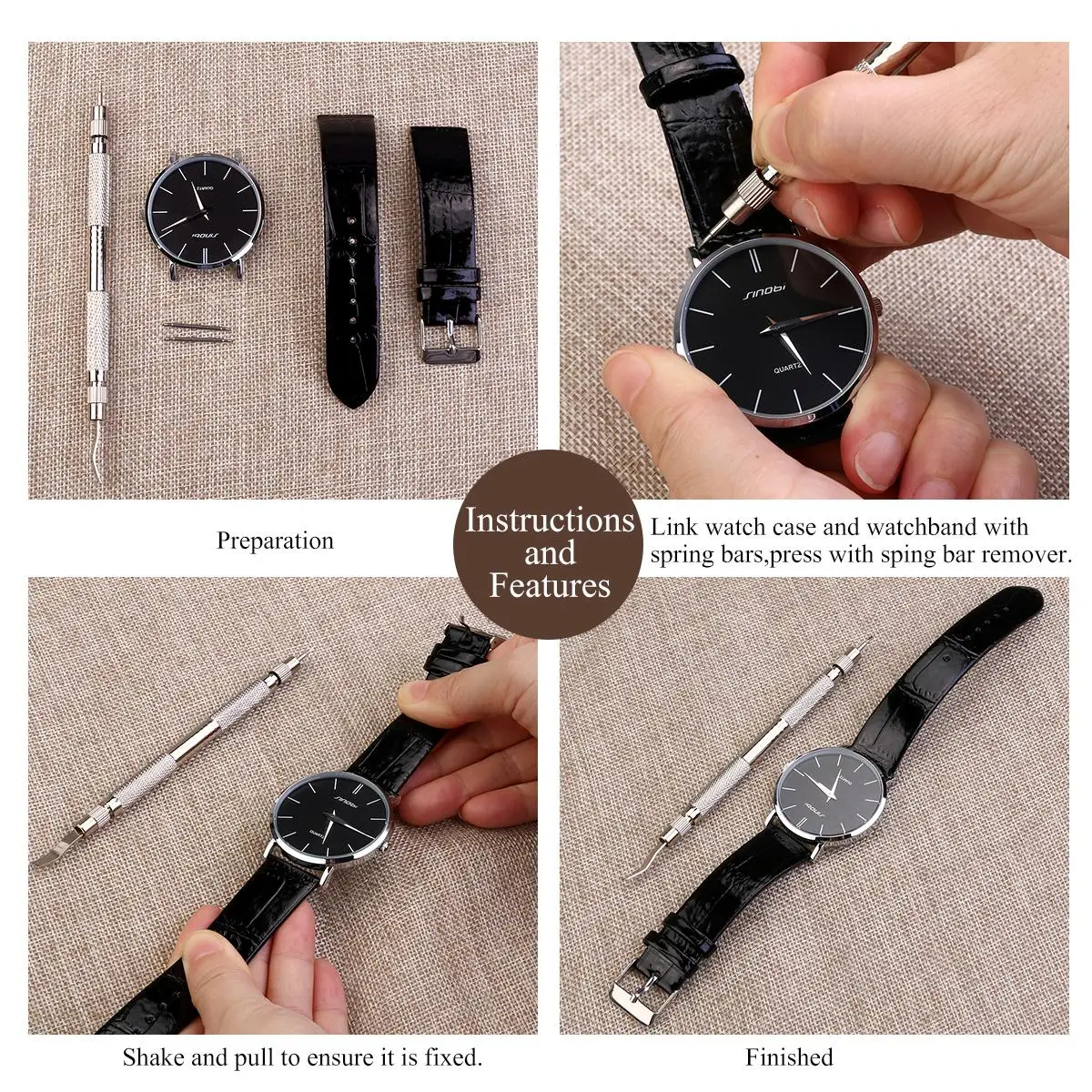 360pcs Stainless Watch Band Pins Spring Bars 18 Sizes Repair Stainless Steel Spring Bar Tools Silver Durable Metal Strap Link