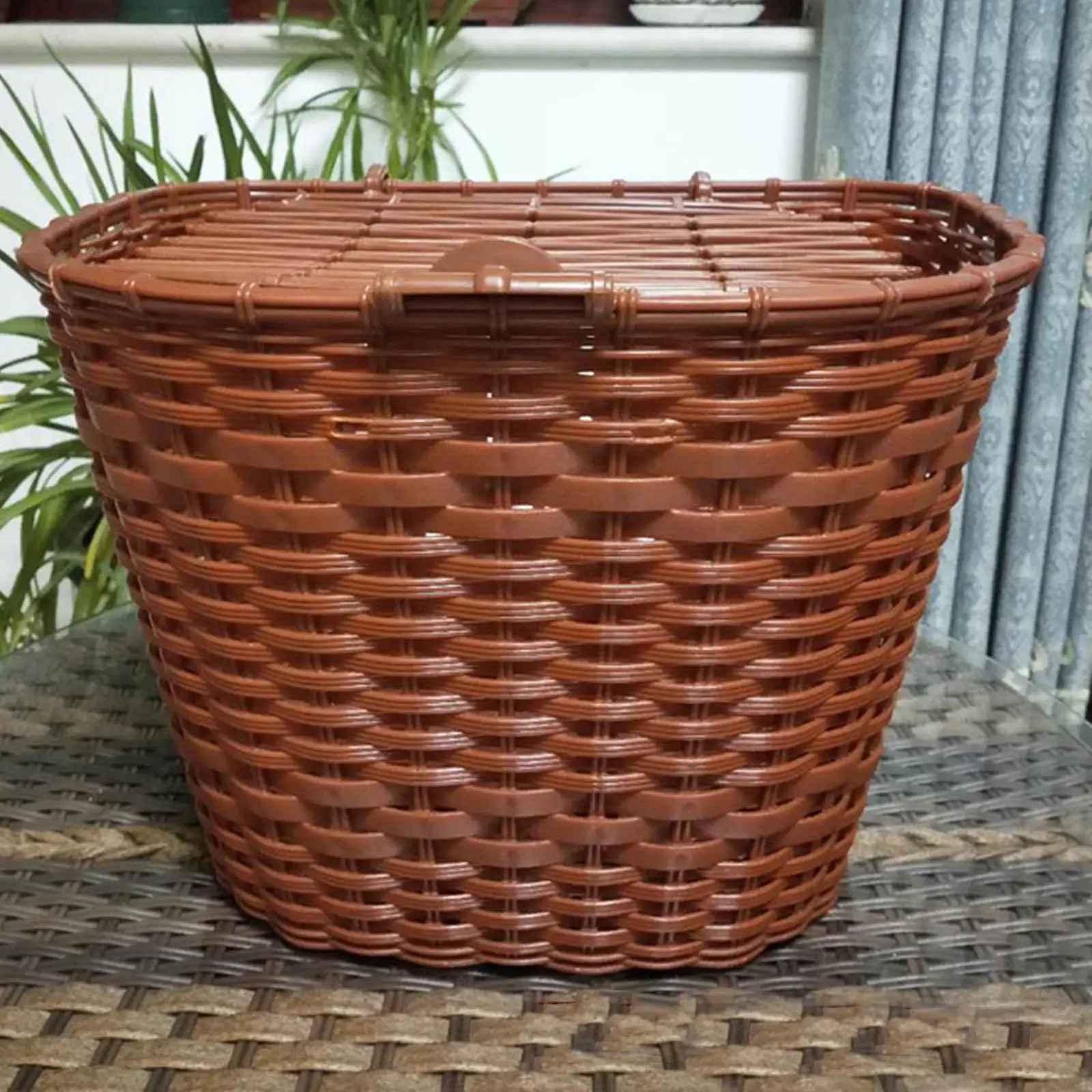 

Bike Basket with Lid Woven Basket for Mountain Road Bike Folding Bike Travel