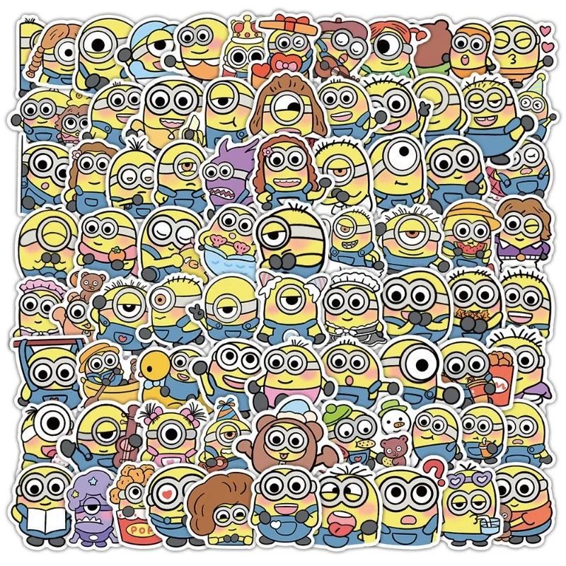 102pcs Minions Cartoon Cute Stickers Ins Style High Color Value Creative Fun Expression Mobile Phone Shell Decorative Stickers view 5