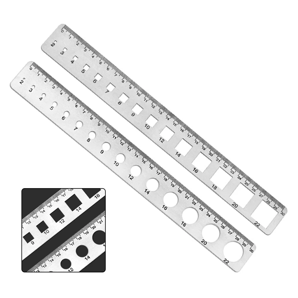 

1pc Stainless Steel Ruler Dual Scale Round Ruler/square Ruler Measuring Tools For Drawing Hand Tool Parts