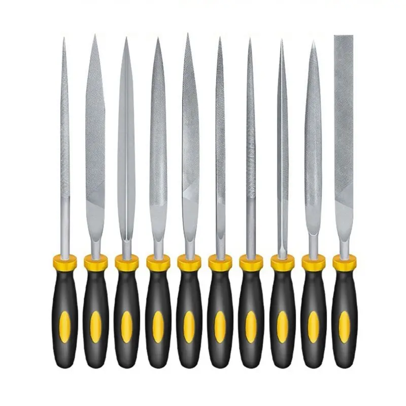 ABKJ-Two-Tone Handle Assorted Bearings Steel File Set 10PCS For DIY 3D Printer Parts 3D Models Small Tools