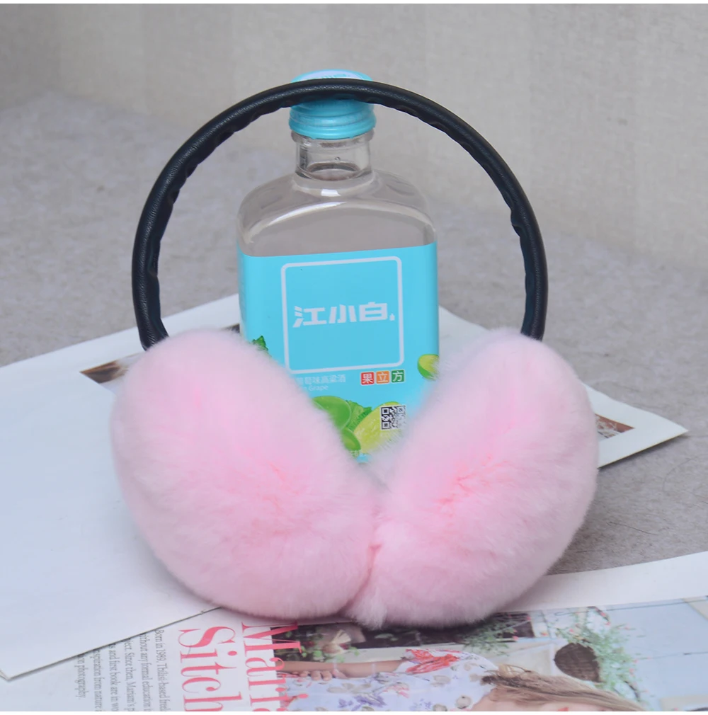 Rex Rabbit Fur Hang Ear Cover Warm Winter Earmuffs Headwear Ear Muffs Fur Earmuffs Cold Ear Warmer Fold Ear Protection Headband
