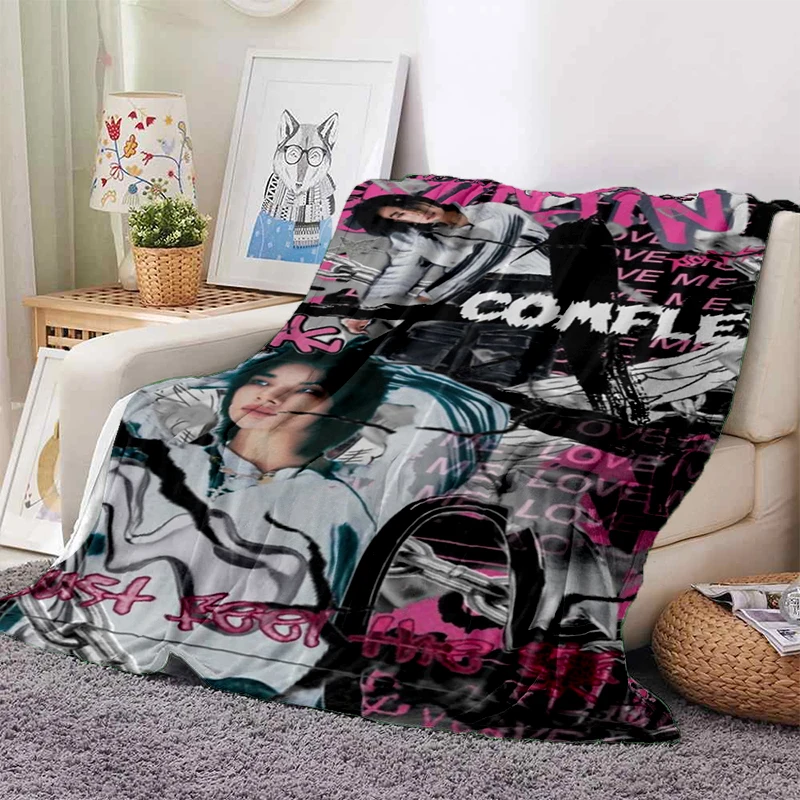 SK Korean H-Hyunjin Star Soft Plush Blanket,Flannel Blanket Throw Blanket for Living Room Bedroom Bed Sofa Picnic Gift
