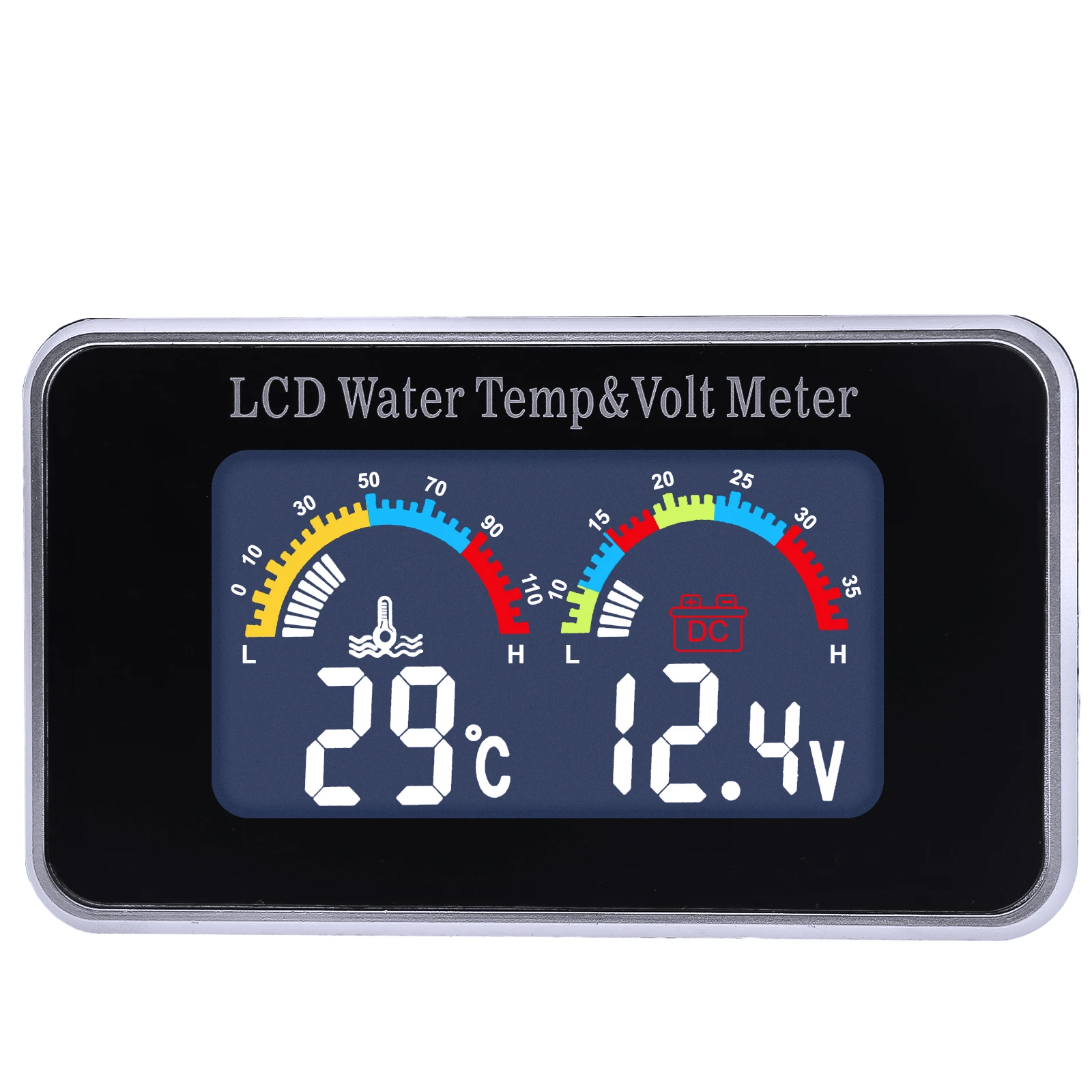 Waterproof LCD Digital Car Truck Voltmeter Water Temp Gauge Temperature Sensor 10mm Temperature Volt Meter 12v Voltage