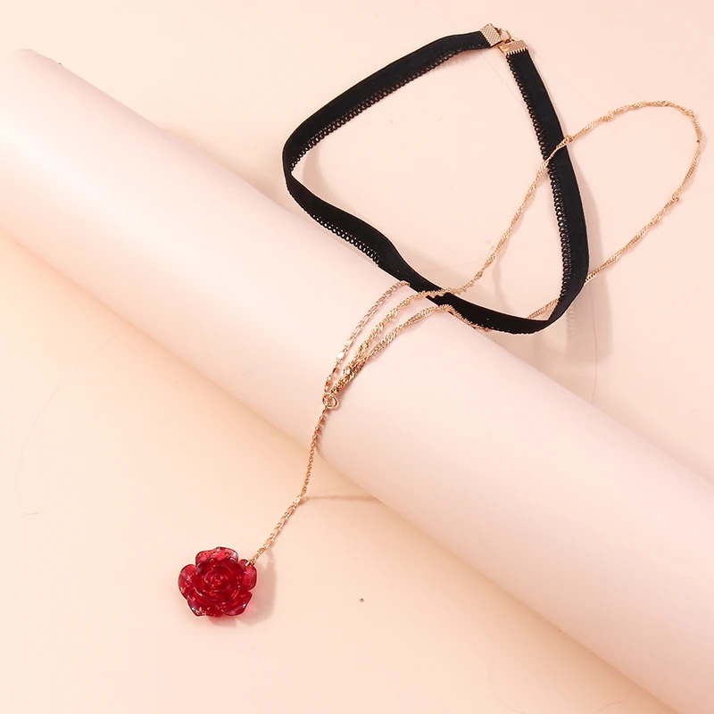 Aihua Trendy Female Red Rose Flower Pendant Leg Chain For Women Body Jewelry Gold Color Multilayer Lingerie Thigh Chain