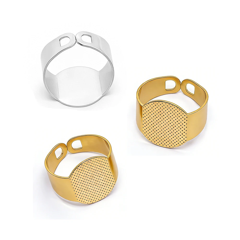 10Pcs/Lot Stainless Steel Adjustable Ring Bezel Blanks Base Setting For DIY Finger Ring Loop Jewelry Making Findings Bulk