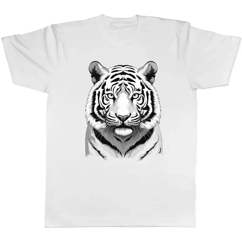 Camiseta blanca con diseño de tigre de Bengala para hombre, camiseta con diseño de cara de gato asiático grande, regalo para amantes de los gatos