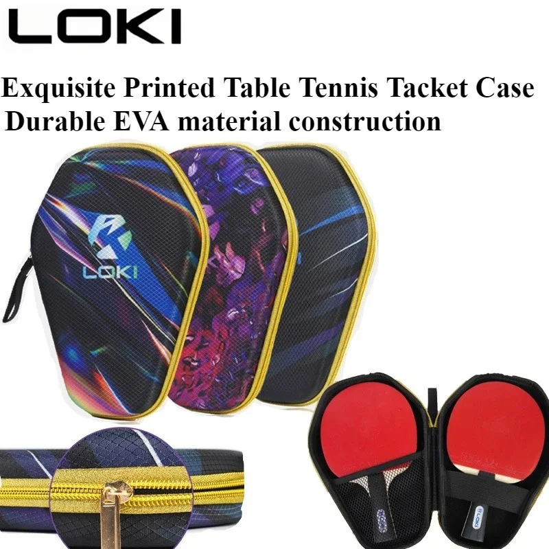 

LOKI Hard Shell Table Tennis Racket Case EVA Printed Gourd Shaped Professional Training Paddle Bat Protective Bag Drop-Proof