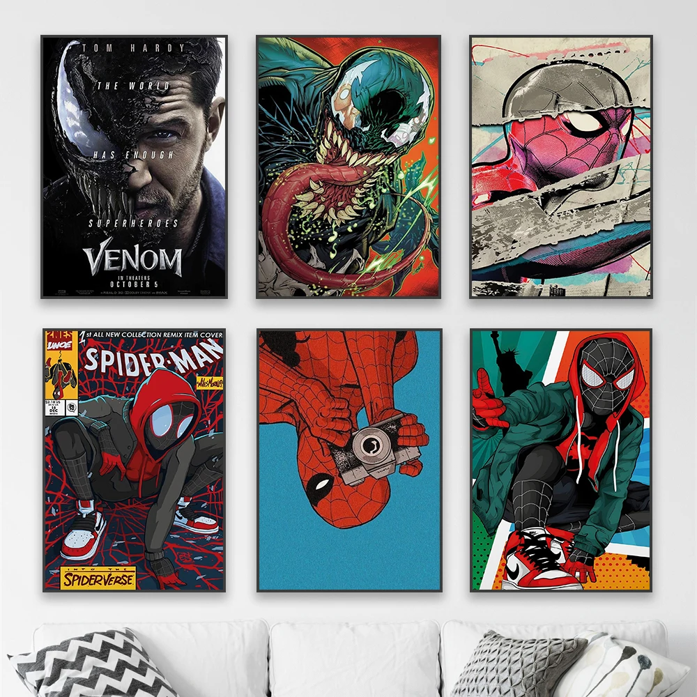 Venom Poster Canvas Painting Disney Spider Man Movie Canvas Painting Vintage Film Prints Home Kids Room Reading Room Decor