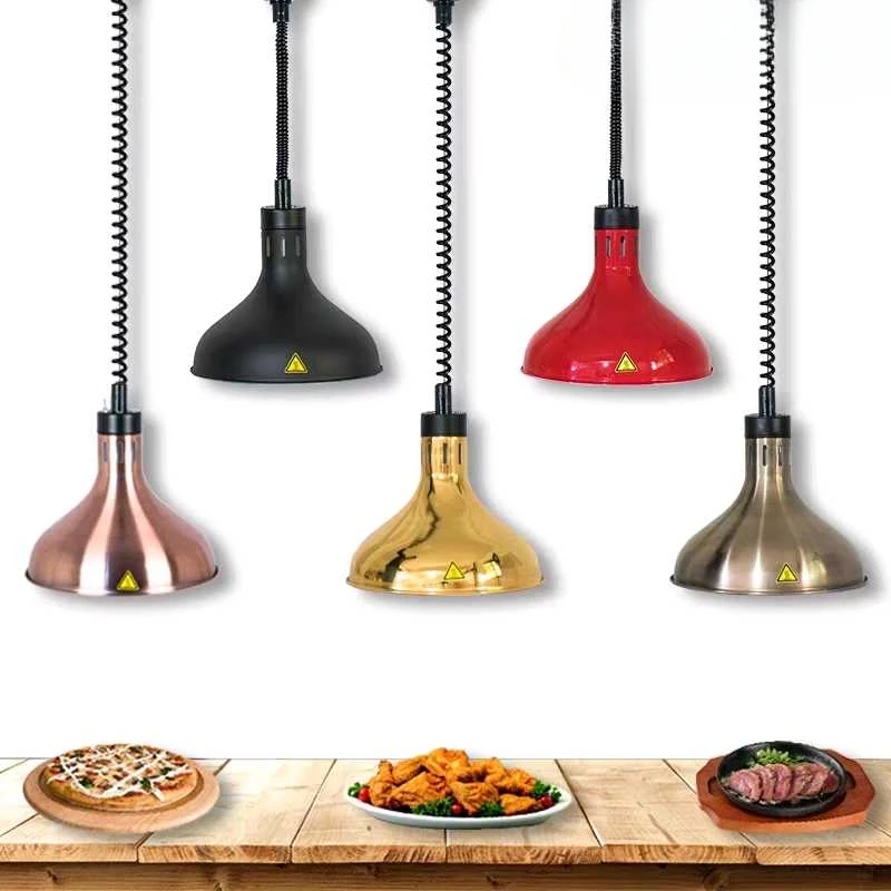 Telescopic insulation light single head lifting hanging food insulation  buffet barbecue  food heating pendant