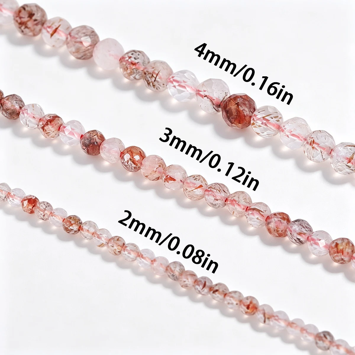 2-4mm 45-80pcs Stones Half Strand Round Cut Red Hair Crystal Spacer Loose Beads for Jewelry Bracelets Necklaces DIY Accessories