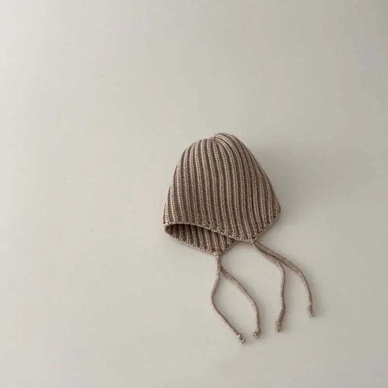 2024 corea bambini cappello lavorato a maglia autunno inverno ragazzi ragazze tinta unita protezione per le orecchie Pullover lavorato a maglia cappello di lana