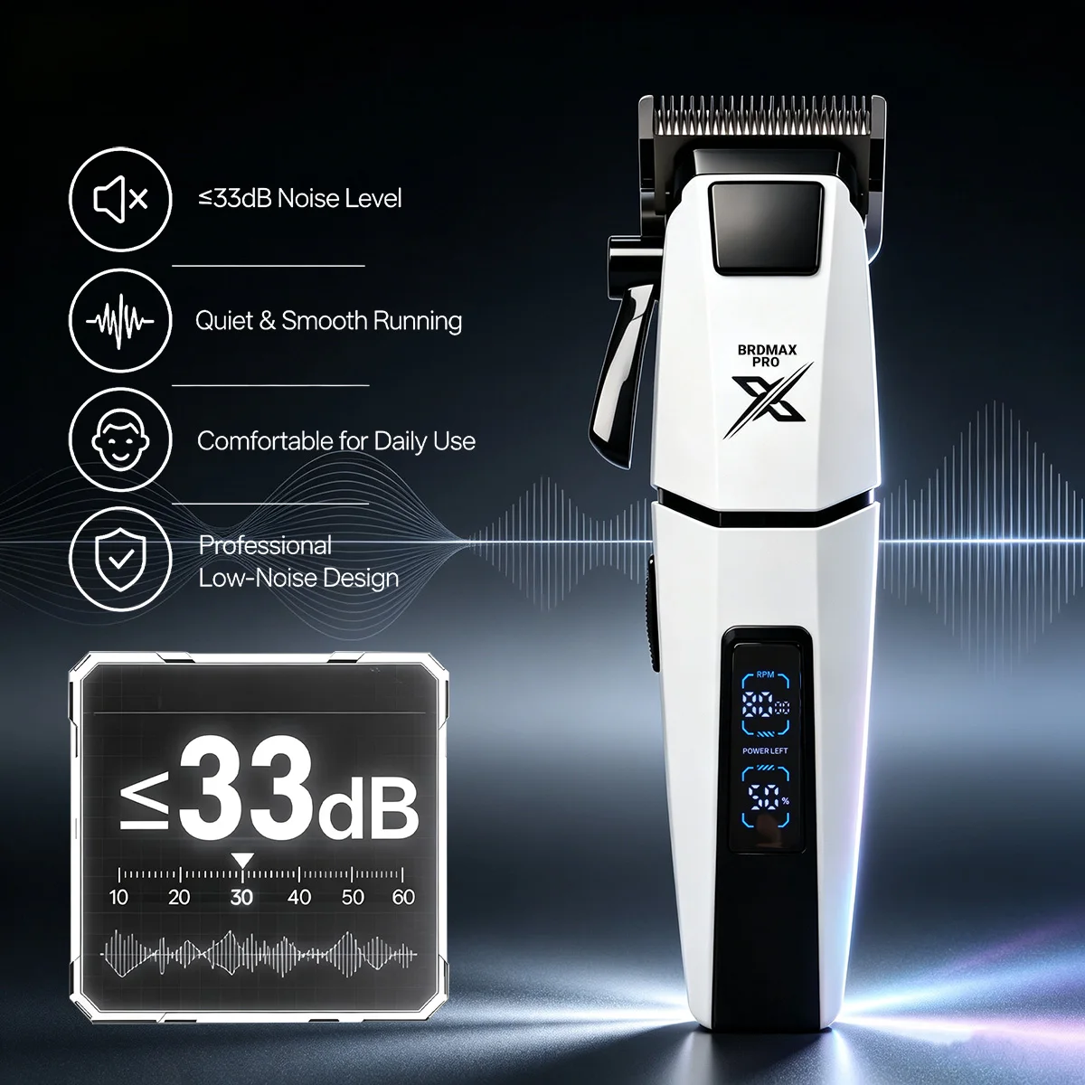 Herren-Haarschneider Professioneller Haarschneider 8000 U/min Neues DRM-105 Fade Blade BRDMAX Pro Salon Friseur Elektrische Maschine mit Ladestation – Detail 6
