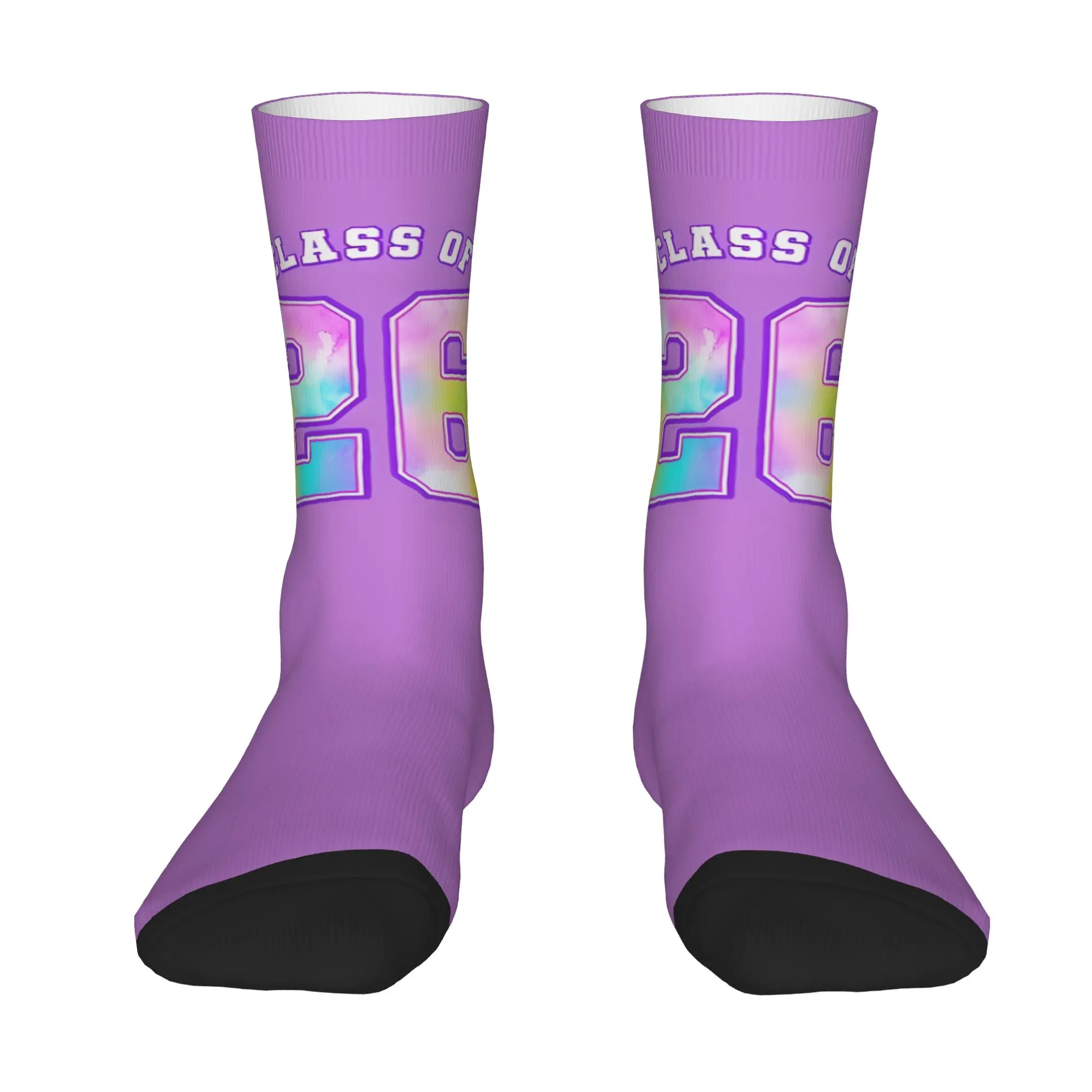 Funny Sock Graduation in 2026 Class Of 26' Watercolor Print Harajuku Seamless Pattern Printed Men Crew Socks Casual Men's Socks