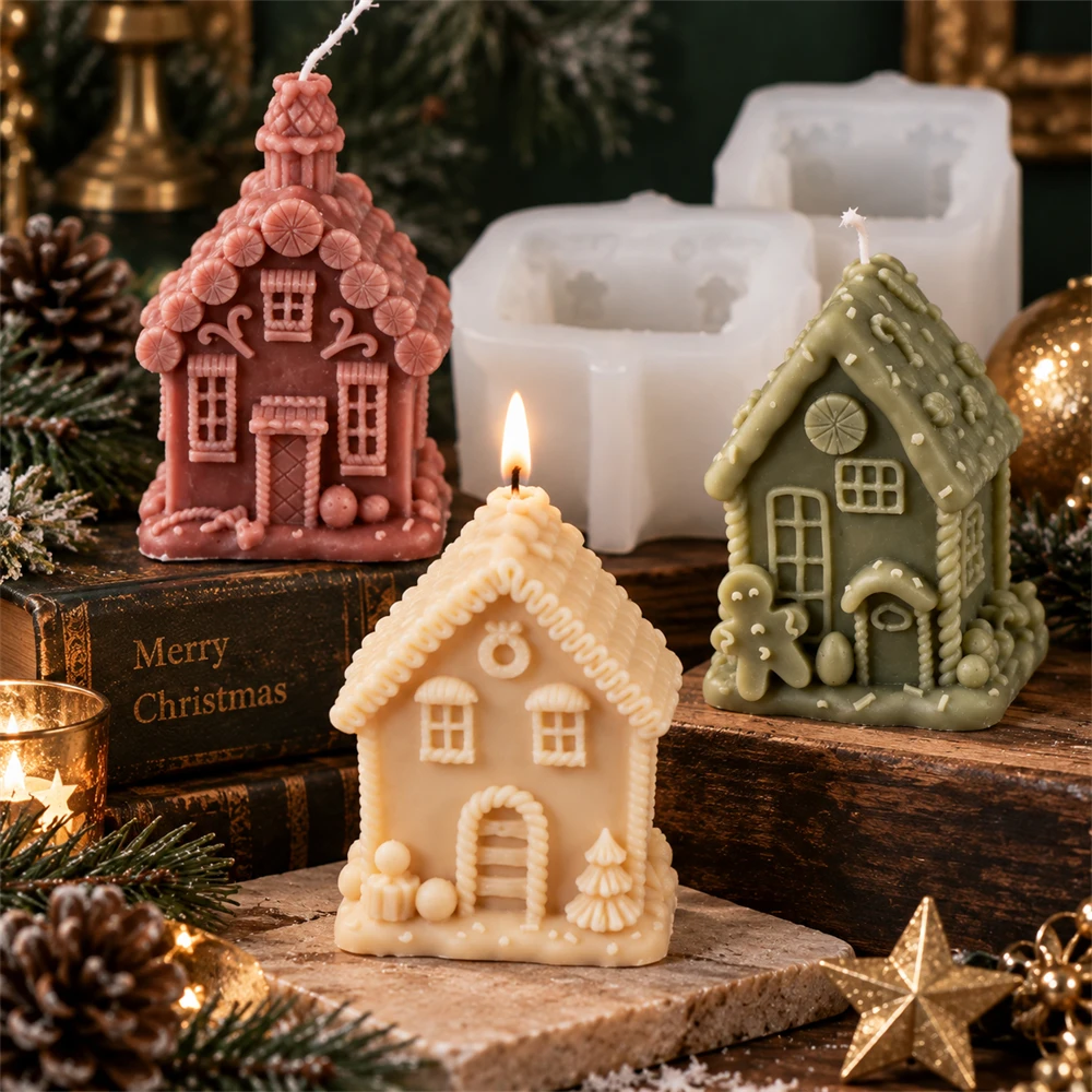 3Dクリスマスハウス型キャンドルモールド、ジンジャーブレッド - Soap Making Gifts のレビューと価格