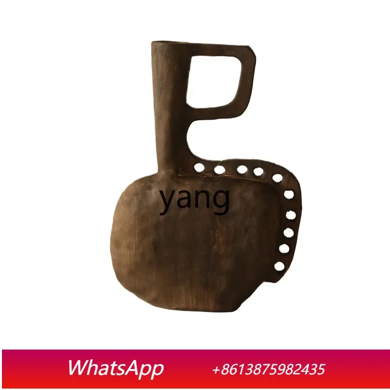 CX  Solid Wood Silent Art Style Overall Carved Vase Decoration Hotel Art Decoration