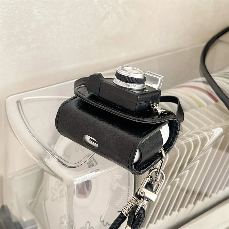 PU Leather Camera Pattern Case para Airpods Pro, Airpods 3, 4, 1, 2, 3, 4, luxo, saco de armazenamento de fone de ouvido, Airpod Pro 2