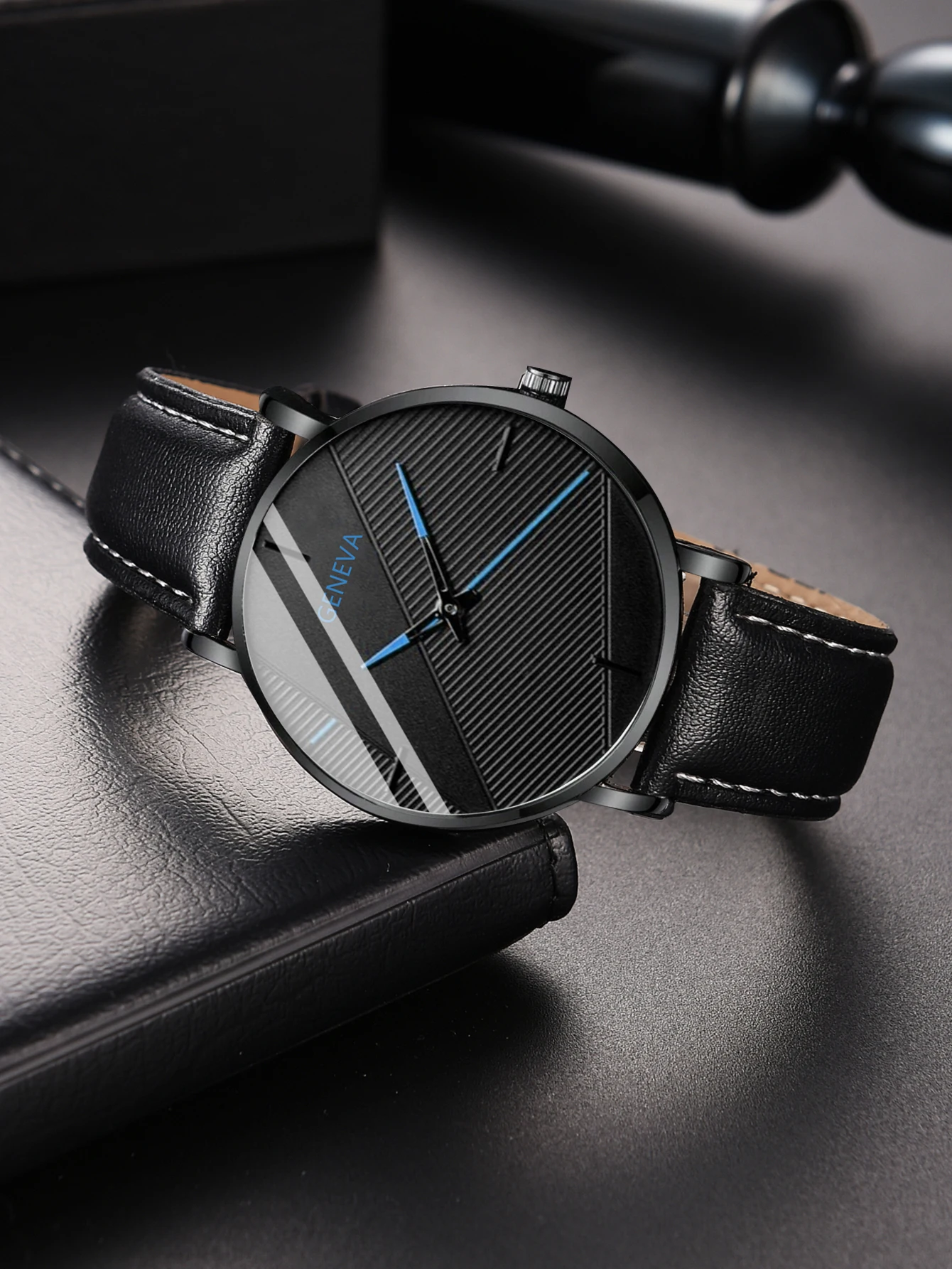 Watch + Bracelet 2023 Minimalist Men\'s Fashion Ultra Thin Watches Simple Men Business PU Leather Strap Quartz Watch