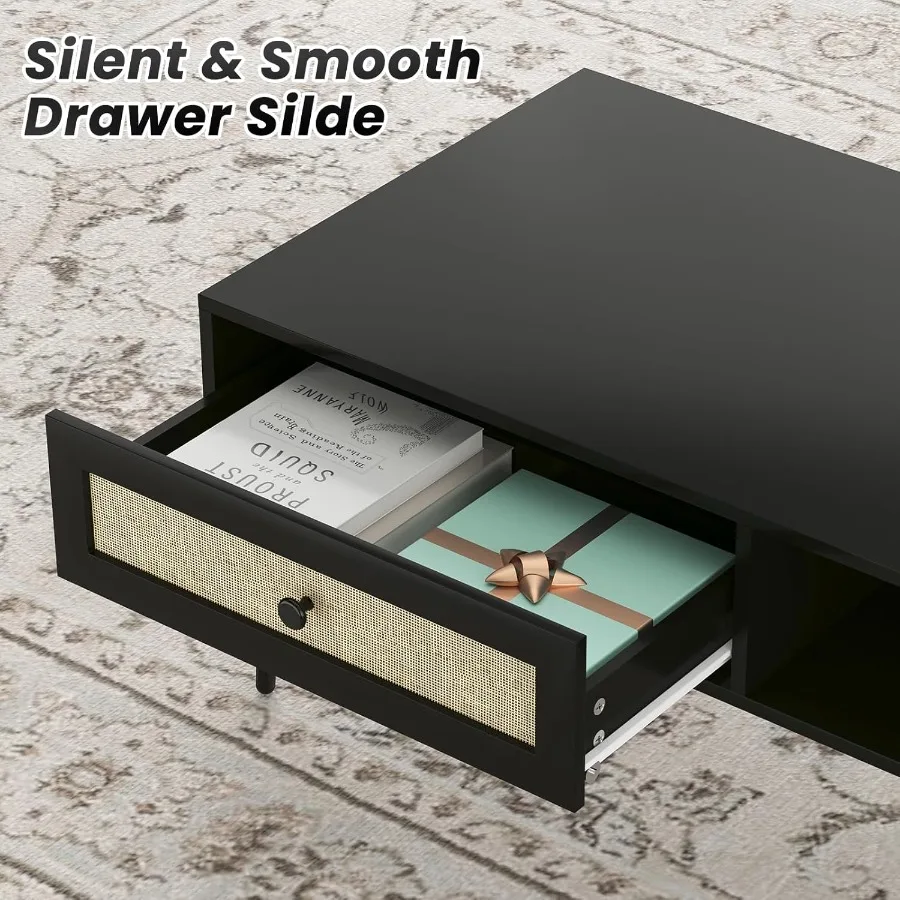 Современный журнальный столик MidCentury, 47-дюймовый прямоугольный консольный столик с выдвижным ящиком, деревянный журнальный столик для гостиной, офиса, Bla