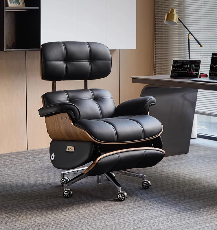 Ergonomic High Back Comfortable Office Furniture Lumbar Support   Leather  Swivel Executive Office Chair With Footrest