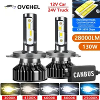 Car Headlight CSP 28000LM 130W H4 LED H7 Canbus H1 H3 H8 H11 9005 9006 9007 880 8000K 6000K Car Auto Headlamp Led Lights For Car