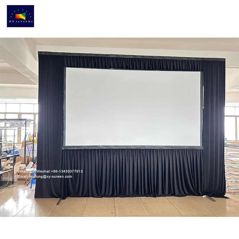 

60-400inch Portable Projector Screen Fast Fold Front/Rear Projection Canvas with Black Dress Kit for Outdoor Display Large Show