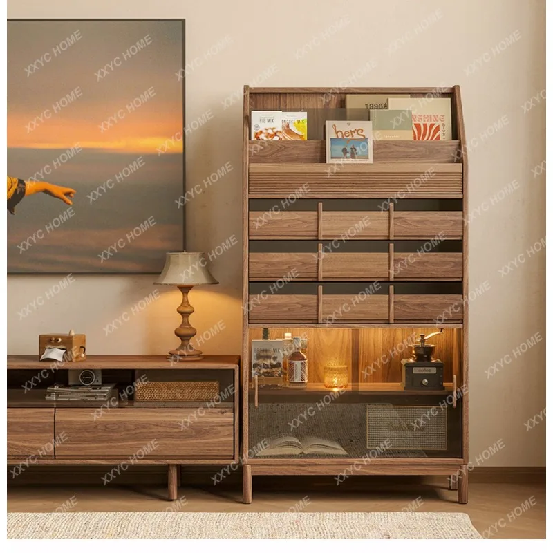 XXFactory Direct Black Walnut Medieval Storage Chest Cabinet Living Room Multi-functional Locker