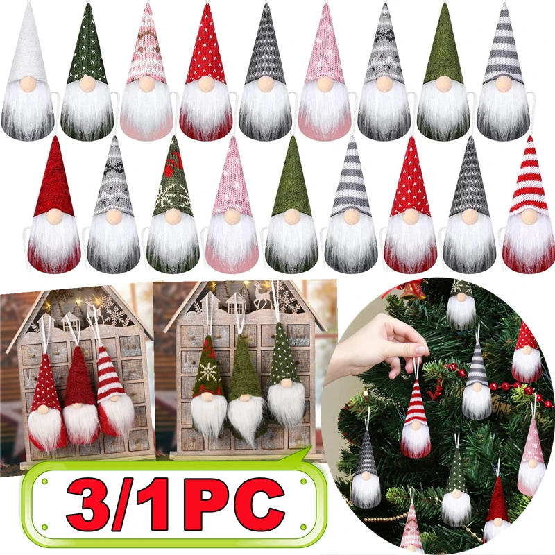 3/1PC Faceless Doll Knitted Hat Gnome Doll Gifts Xmas Merry Christmas Decorations For Home Dwarf Rudolph Doll New Year Ornaments