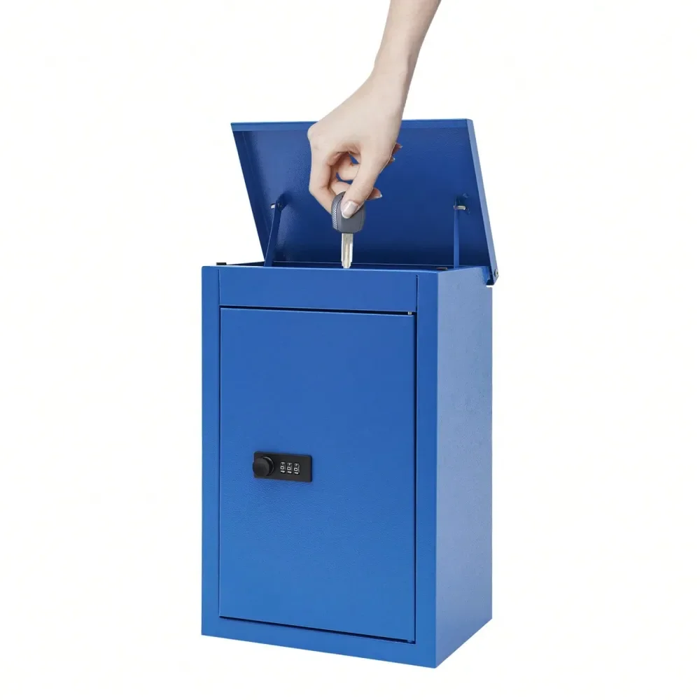 

Blue WallMounted Mailbox With Password Lock, Durable Galvanized Steel, Stylish Design For Home And Business, Easy Installation,