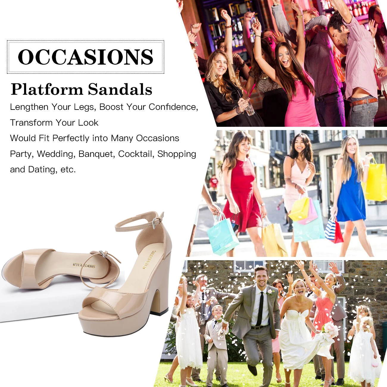 LOSLANDIFEN Frauen Sandalen Sommer Bunte Sexy Peep Toe Schnalle Sandale Plattform Dicken High Heels Party Rot Hochzeit Schuhe