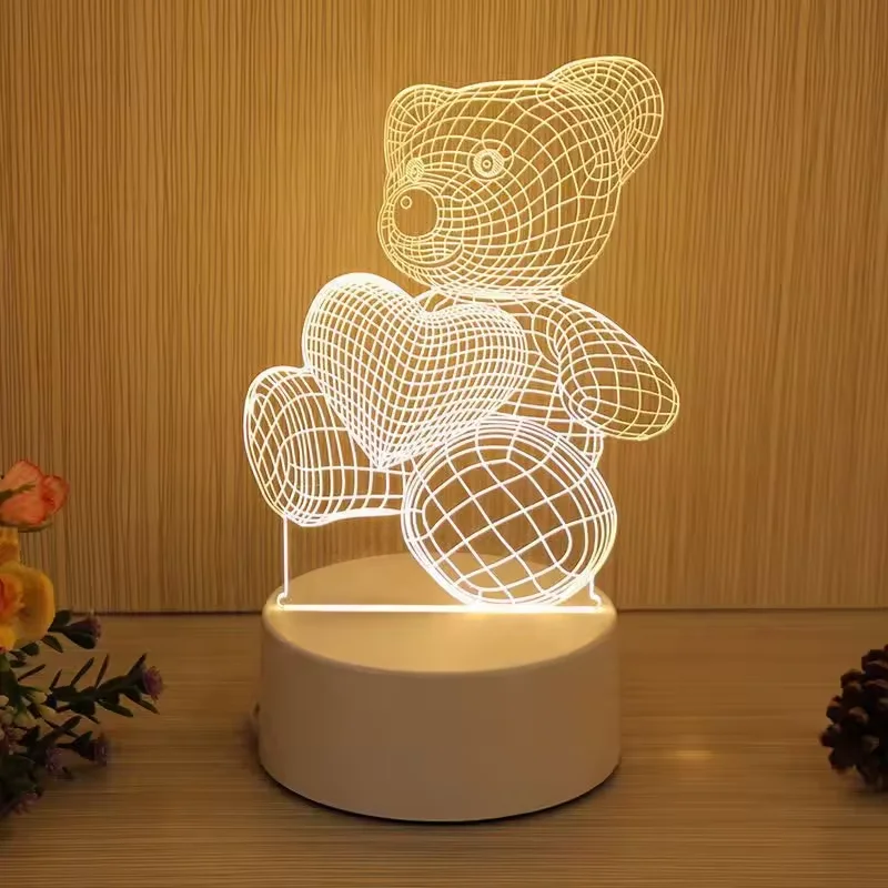 

USB Powered 3D Acrylic LED Night Light Festival Birthday Kids Gifts Bedroom Bedside Decor Night Lamp Home Novelty Lighting
