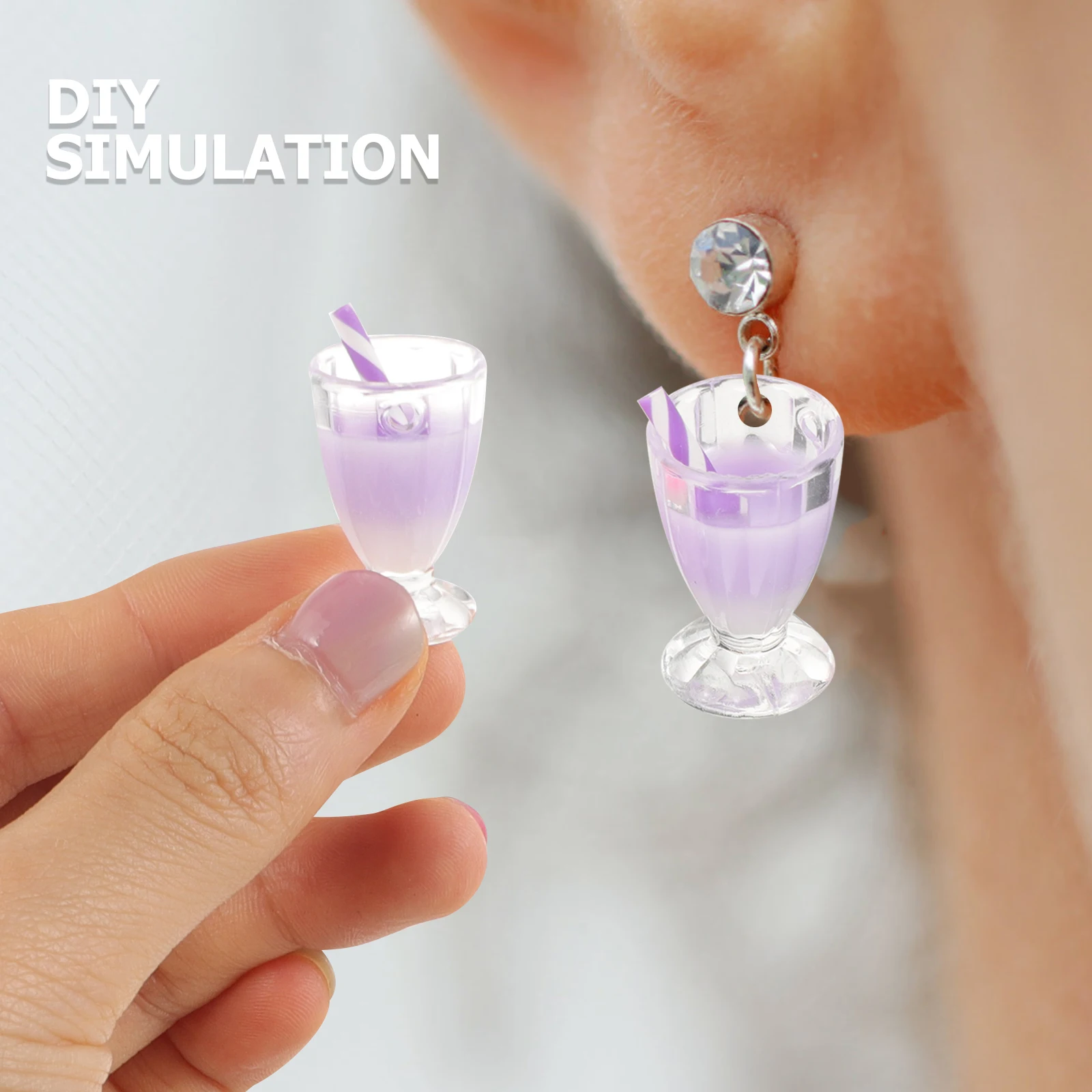 

10 Pcs Resin Keychain Cup Pendant Cute Drinking Charms for Earring Making Craft Mini Coffee Jewelry Bubble Tea Decorations