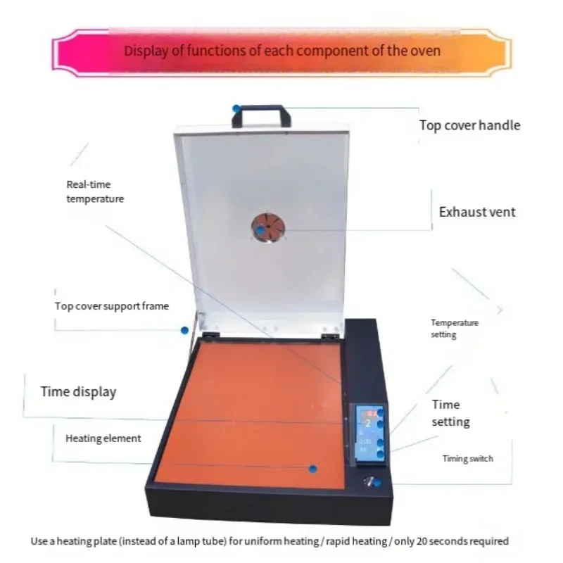 A3 Size Electric Semi-Automatic DTF Oven Alloy Heating Curing Energy Saving Heat Press Machine Home Use Garment Printing